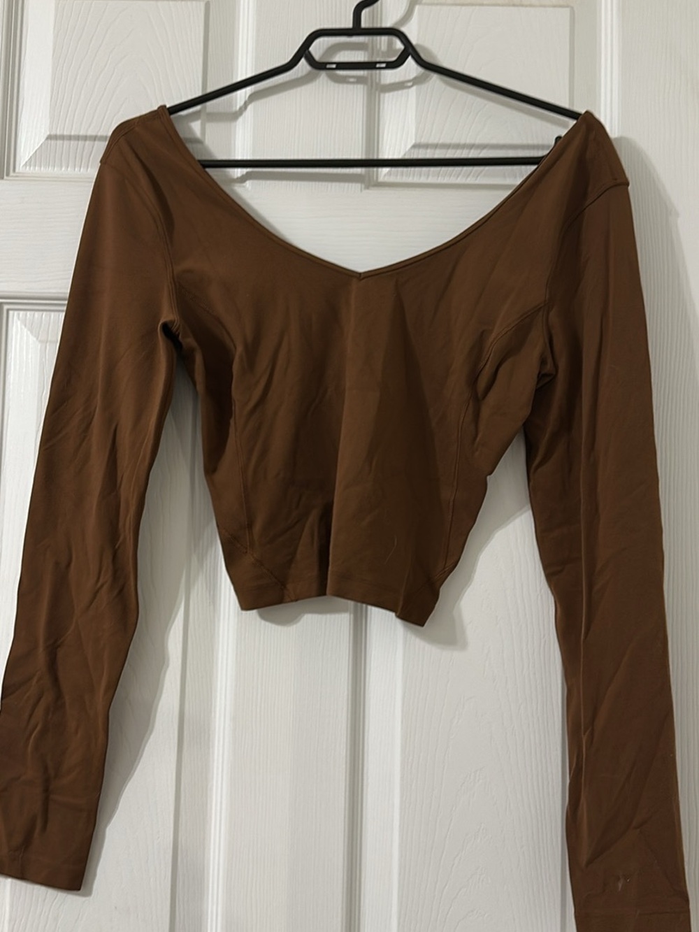 lululemon athletica Brown V-Neck Long Sleeve Crop Top